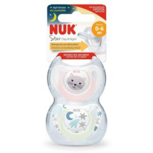 Nuk Chupetes Dia&Noche 0-6M Gato Rosa X 2U.
