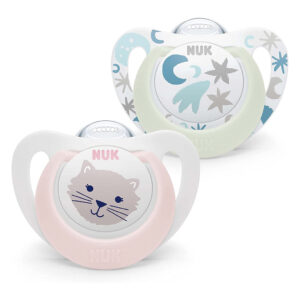 Nuk Chupetes Dia&Noche 0-6M Gato Rosa X 2U.